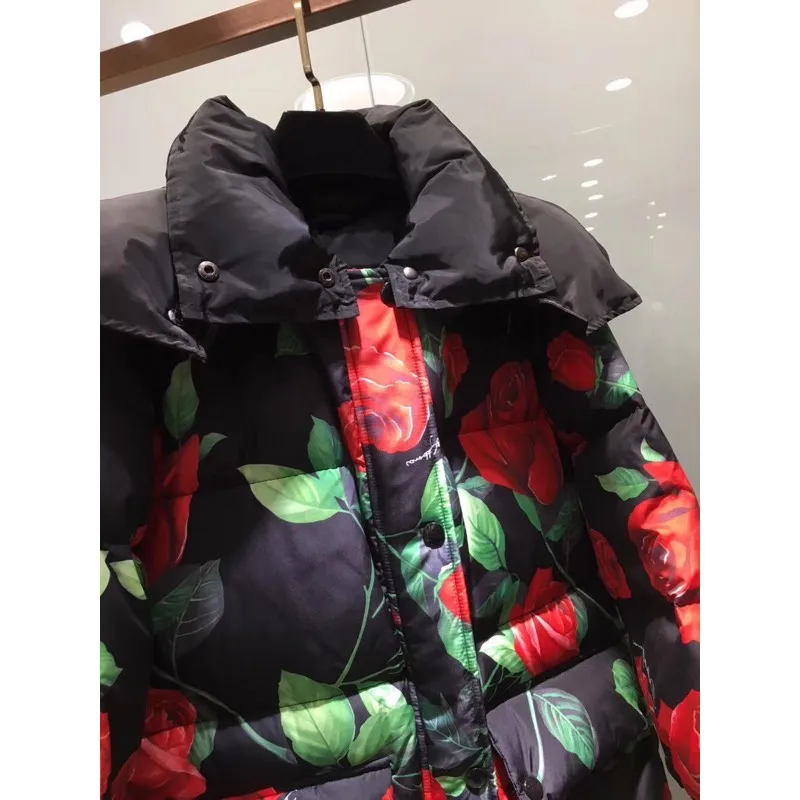 Fashion Winter Women Duck down Jackets Elegant Casual Printing Coat High Quality Loose Thickening Warm Female Runway Design