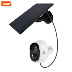 Tuya 1080P Câmara de Segurança HD de Baixa Potência Mini Bateria Câmara de Segurança Wifi Recarregável para exterior à prova de água Painel Solar e Cartão TF