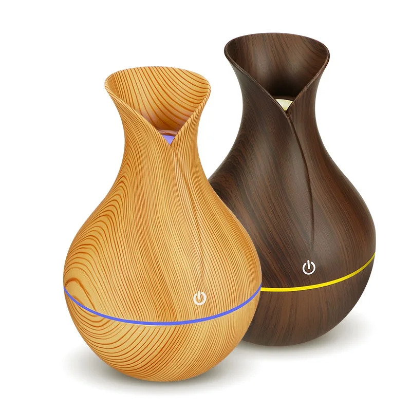 

130ml USB electric humidifier aroma oil diffuser ultrasonic wood air humidifier cool mini mist maker LED lights for home office