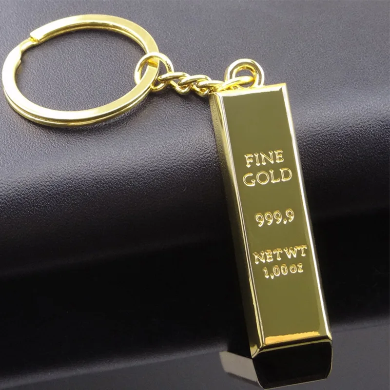 

Fashion Metal Faux Gold Bar Ingot Bullion Keychain Key Creative MT-0025 Over 10pcs Free With Customer Logo