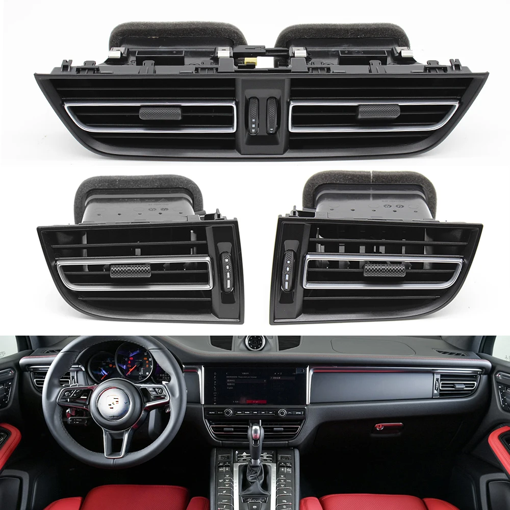 Red Interior Accessories For Porsche Macan 2014 - 2023 Side & Central Air  Conditioning Vent / Front Reading