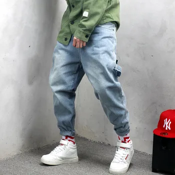 

Jeans Men 2020 Spring Popular Skateboard pants Large size Loose Light blue Nine pants Men's Harem pants More Size M-5XL