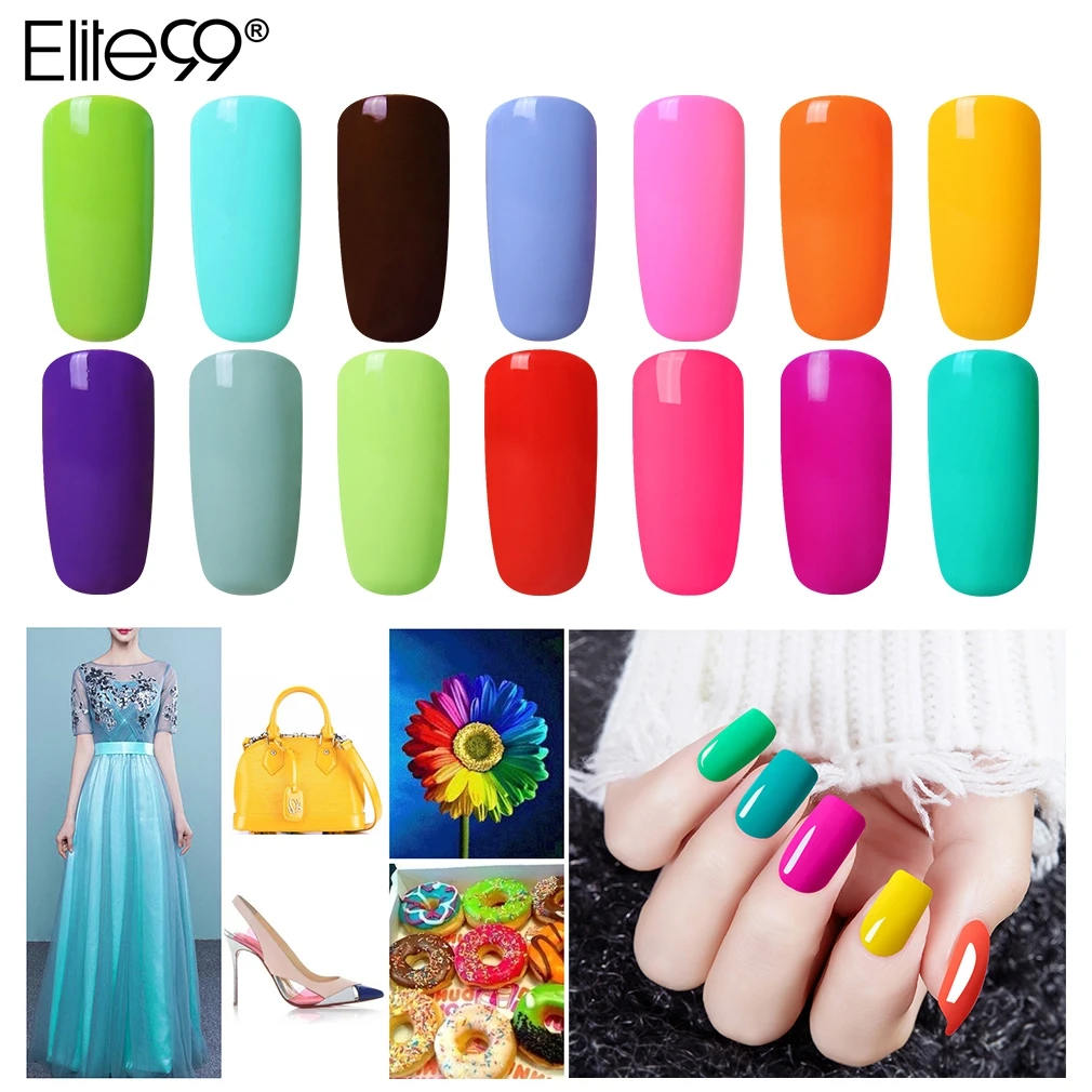 Elite99 10 мл Macaron цветной УФ-гель для ногтей флуоресцентный гель лак верхнее Базовое