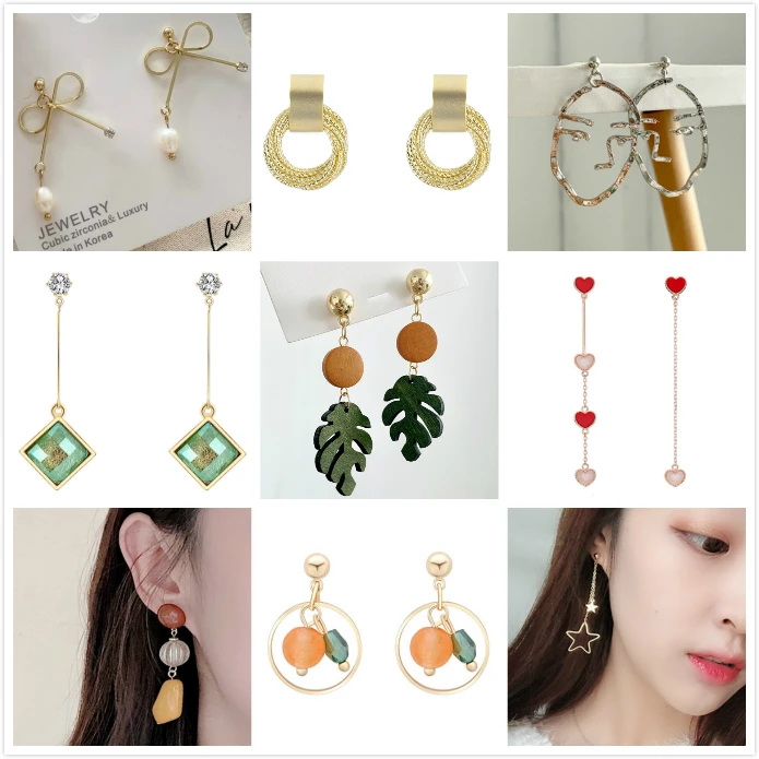 

Bowknot Circle Green Cubic Zircon Clip Earrings Without Piercing Wood Leaves Long Chain Charm Earrings Luxury Jewerly