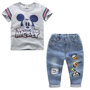 

Toddler Summer Boys Clothing Sets Cartoon Mickey Baby boys short Sleeve T-shirt And Jeans 2pcs Sport Suit Children Clothes Set