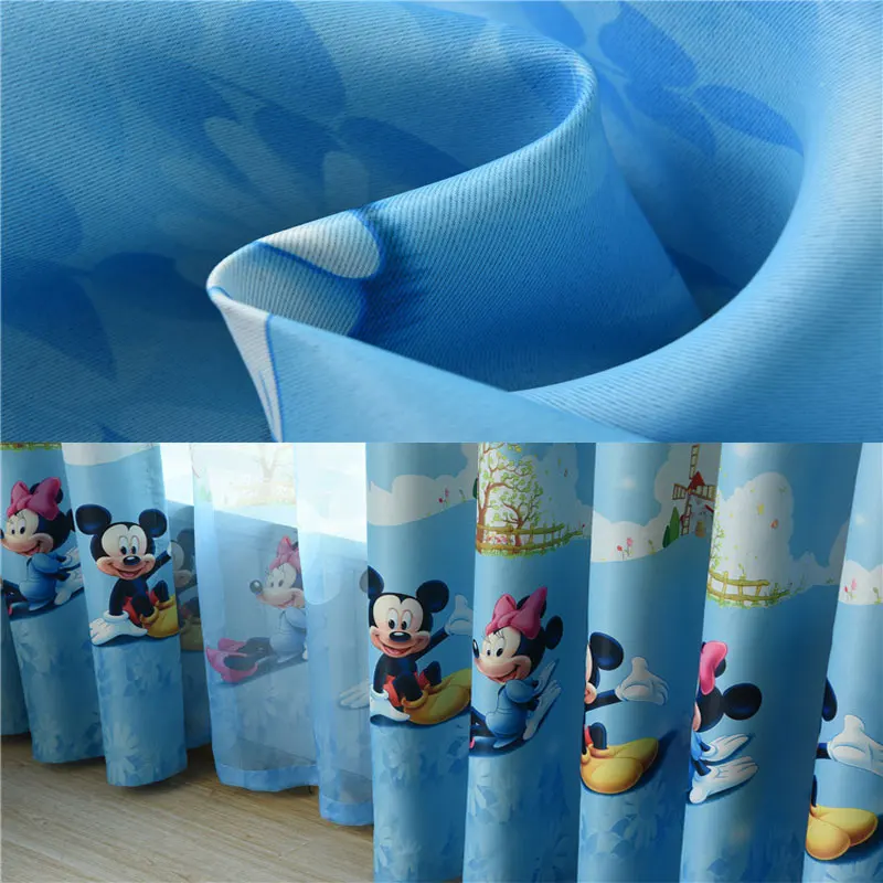 Гостиная детская спальня мультфильм Микки Маус Тюлевая занавеска с рисунком детская занавеска ткань тюль можно настроить