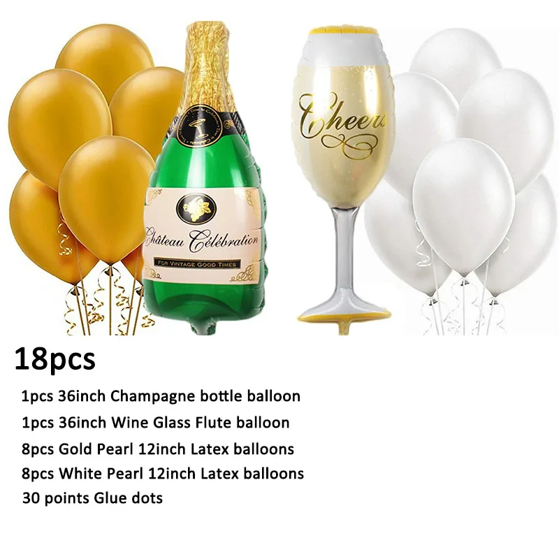 18pcs 16 шт., 32 дюйма, номер, набор воздушных шаров с надписью «Happy new year Eve», декор, Рождественский воздушный шар из фольги, украшения из розового золота - Цвет: 18pcs