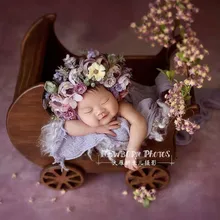 Твердая деревянная Ретро коричневая детская коляска для новорожденных Фотография реквизит Европейский Стиль коляска