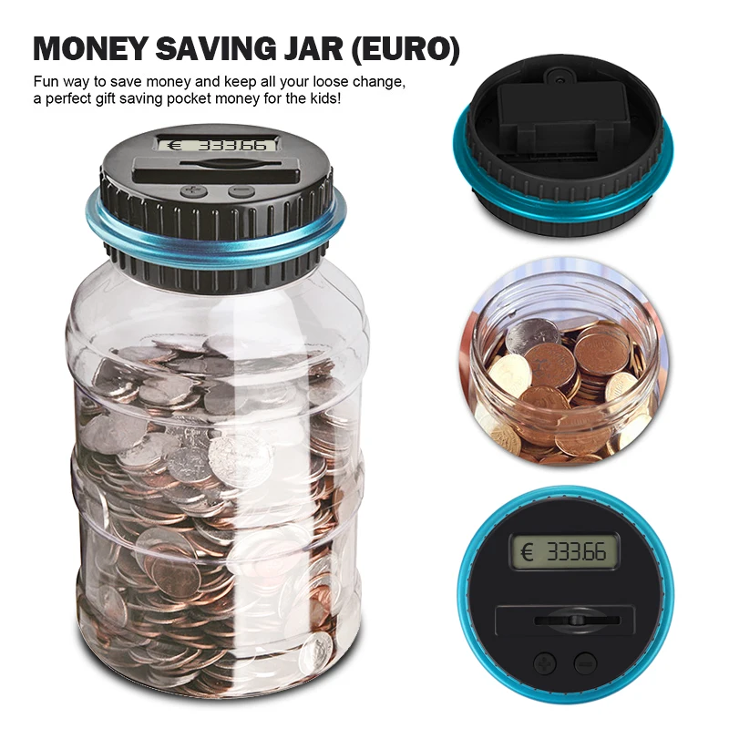 LCD Counting Coin Money Saving Box Jar Coins Storage Box For USD EURO Money Piggy Bank Counter Coin Electronic Digital