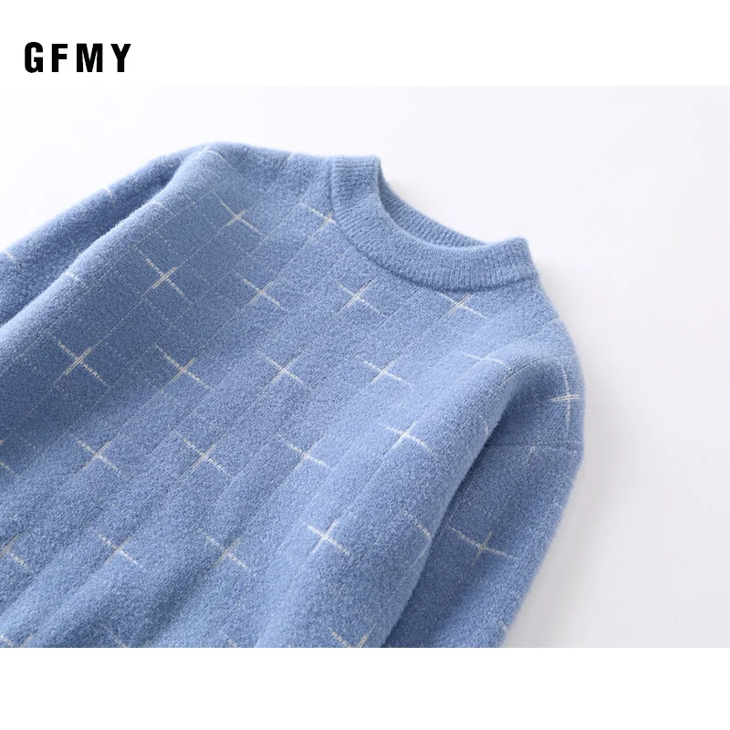 GFMY/осенне-зимнее модное бархатное пальто в горошек с круглым воротником для мальчиков и девочек, теплое пальто для малышей Детские свитера