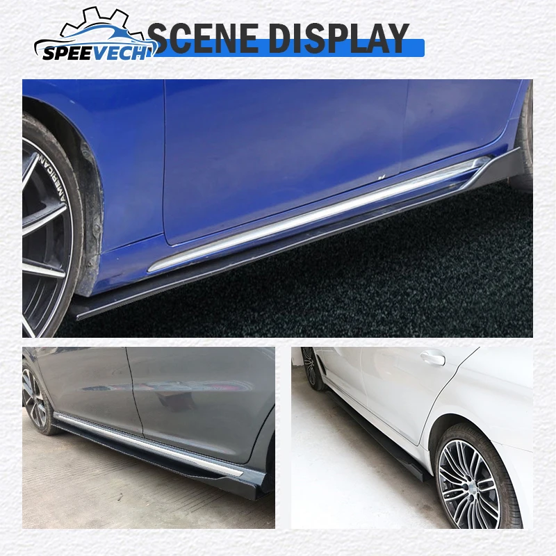 6PCS 2m/2.2m Universal Side Skirts Extension Rocker Panels Lip Wing Splitters on Bumper Car Styling for BWM f30 Front for VW