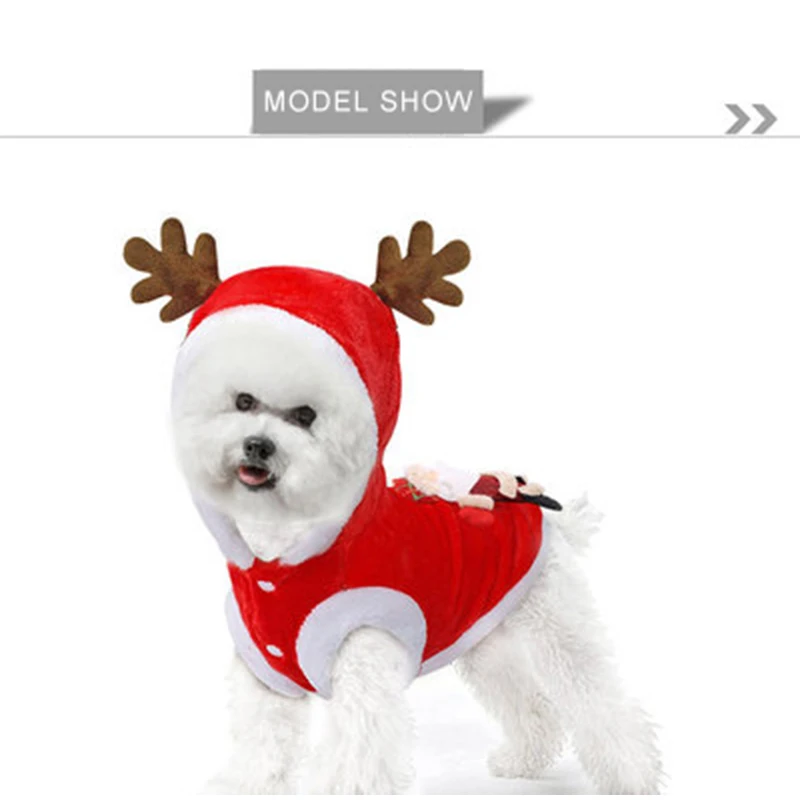 Фланелевое зимнее осеннее теплое красное пальто Санта-Клауса, щенка, кошки, Рождественская одежда, зимнее пальто с капюшоном для собак, куртки, красное милое платье, BS007