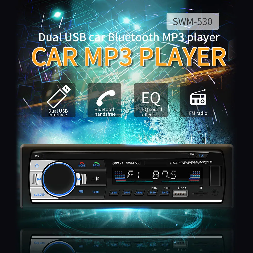 Автомобильный MP3 плеер 12 В JSD 520 с двумя usb зарядками автомагнитола 1Din стерео