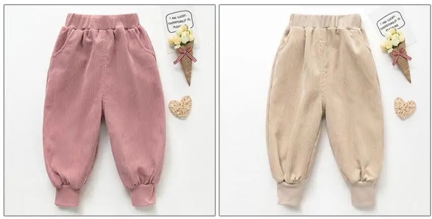 Зимние штаны для мальчиков; теплые Детские утепленные штаны; Детские повседневные однотонные вельветовые брюки для маленьких мальчиков; леггинсы