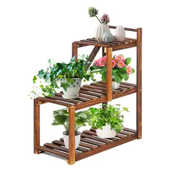 

3/2 Tiers Wooden Flower Rack Plant Stand Multi Flower Stand Shelves Bonsai Display Shelf Yard Garden Patio Balcony Flower Stands