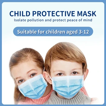 

100/200PCS 3 Layer Children Disposable Masks Elastic Mouth Blue Soft Breathable Flu Hygiene Child Kids Face Mask Anti Infection
