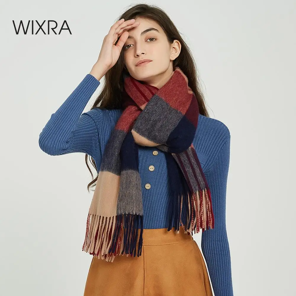 

Wixra Classic Plaid Lamb Wool Scarf Shawl Warm Foulard Scarves Cashmere Casual Scarfs 2019 Autumn Winter