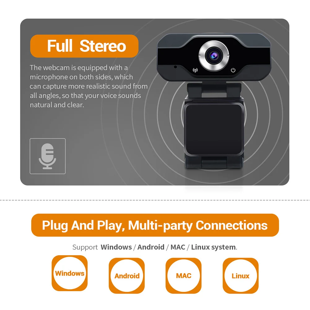 

Digital External Webcam Camera USB Cameras High Definition 1080P for Online Class Conference VH99
