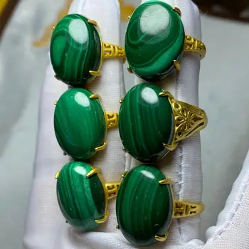 Anillo de malaquita Natural anillos de oro plateado ajustable para mujeres anel pierscionki damskie gioielli juwelen