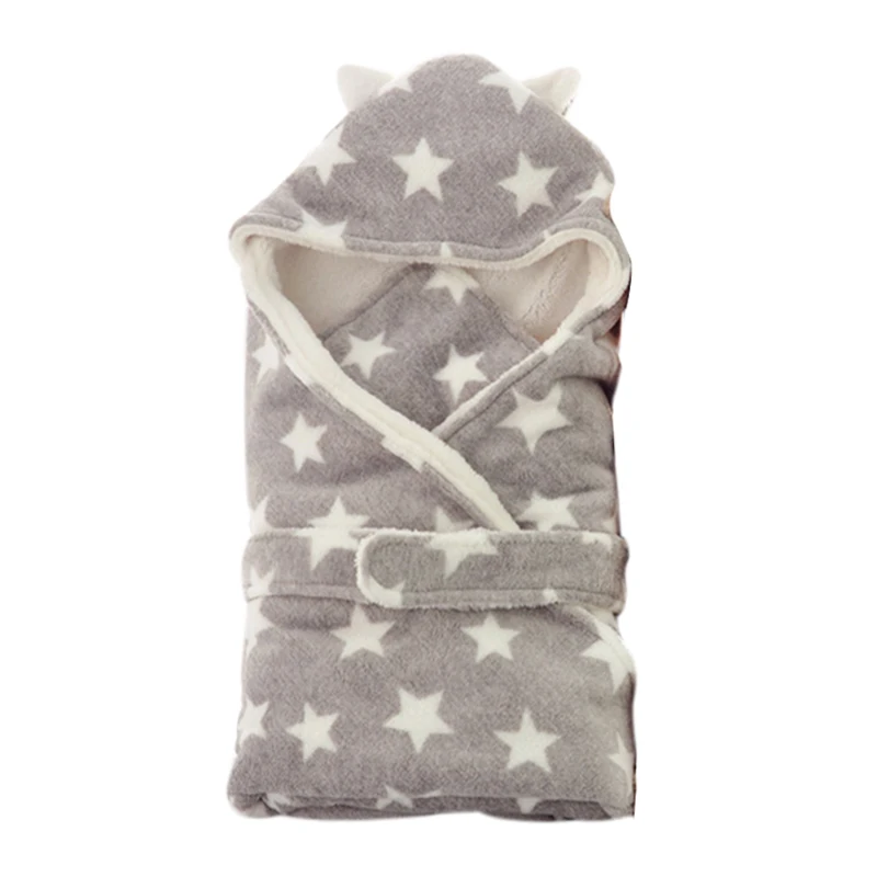 Зимнее плотное теплое детское одеяло с капюшоном и принтом со звездой, одеяло, подарок для душа, хлопковое банное полотенце, детское одеяло