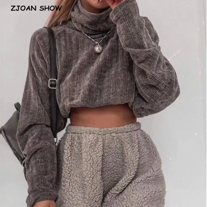 2020 весенний полосатый серый свитер с высоким воротом винтажный Новый женский