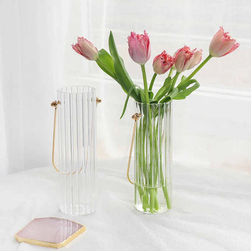 Large Glass Vases Plant Bottle Tabletop Chinese Vase Flower Crystal Nordic Decoration Living Room Flower Modern Home Decorative
