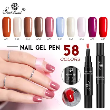 

Saviland Newest 58 Colors Gel Nail Varnish Pen Glitter Nail Gel Polish Hybrid Dawdler UV Nail Art Gel Lacquer Gel Paint