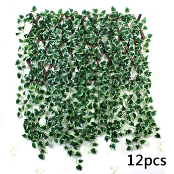 

A Pack Of 12 Artificial Rattan, White Edge Begonia Green Plant Home Decoration Artificial Rattan Leaf 2020 New Arrival