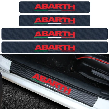 

4Pcs Car Styling Carbon Fiber Door Sill Anti Scratch Scuff Pedal Protector Case Decoration Sticker For Fiat Punto Abarth 500