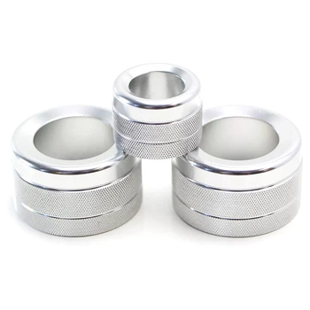 

3Pc Silver AC Climate Control Radio Volume Knob Ring Cover Compatible for F10 F11 5 Series 5GT, 11-17 F12 F13 6 Series
