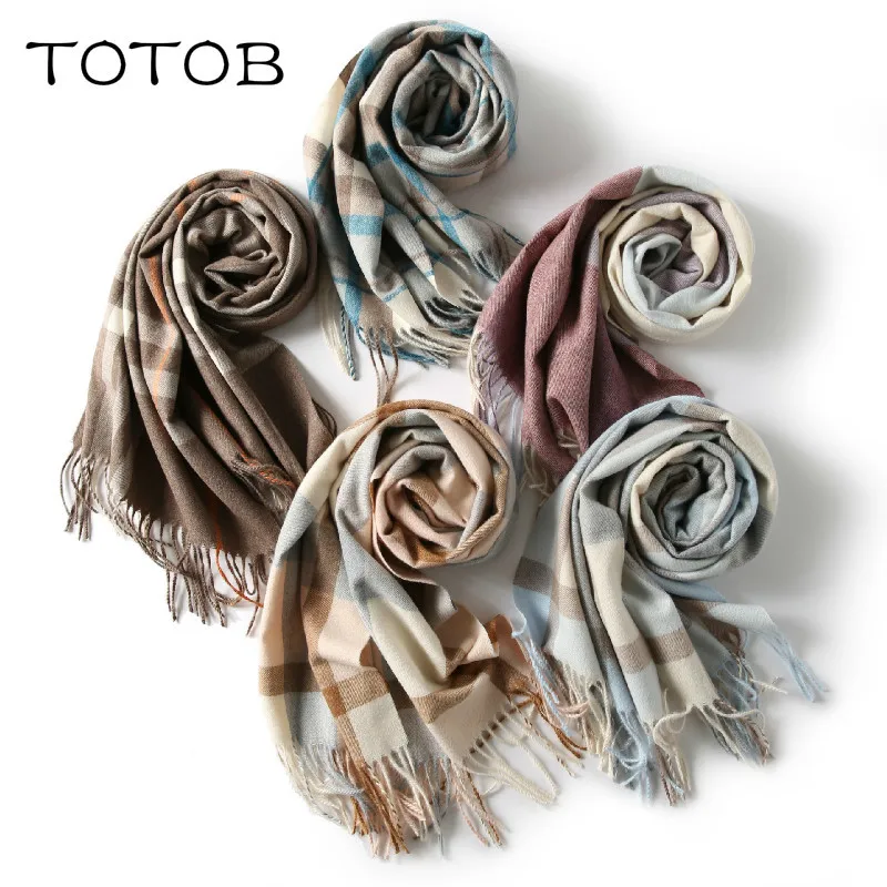 

Classic Plaid Blend Korean Plaid Scarf Female Winter Vintage England Couple Wild Harajuku Style Student Shawl plaid scarf