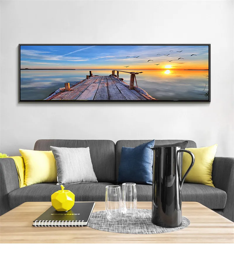 Nordic Seagull Sunset Landscape Wall Art Canvas Poster And Print Canvas Painting Immagine Decorativa Per Soggiorno Home Decor