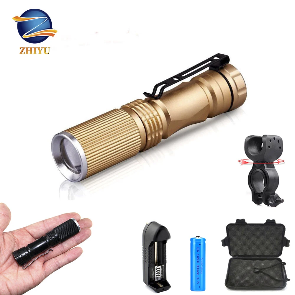 Мини светодиодная вспышка ZHIYU XPE Q5 светодиодный телескопическая фокусировочная