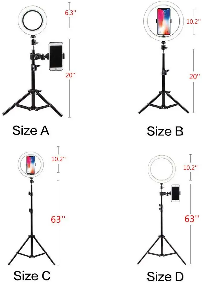 Светильник для селфи, кольцо с тренога для Iphone и телефона, держатель для видео-фотографии, макияж, прямая трансляция, YouTube светильник ing