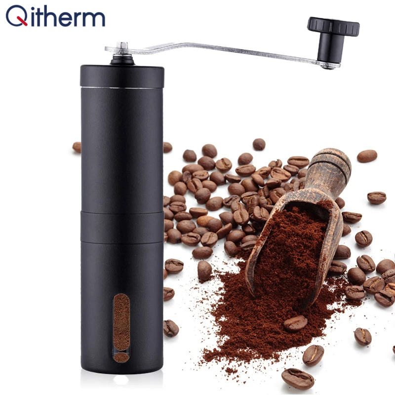 Molinillo de café Manual de acero inoxidable ajustable, molino de granos de café hecho a mano, molinillo de especias de pimienta, herramientas de cocina