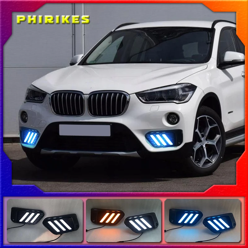 

2PCS LED DRL Daytime Running Light Daylights for BMW X1 F48 F49 2016 2017 2018 2019 With Yellow Turn Signal lamp
