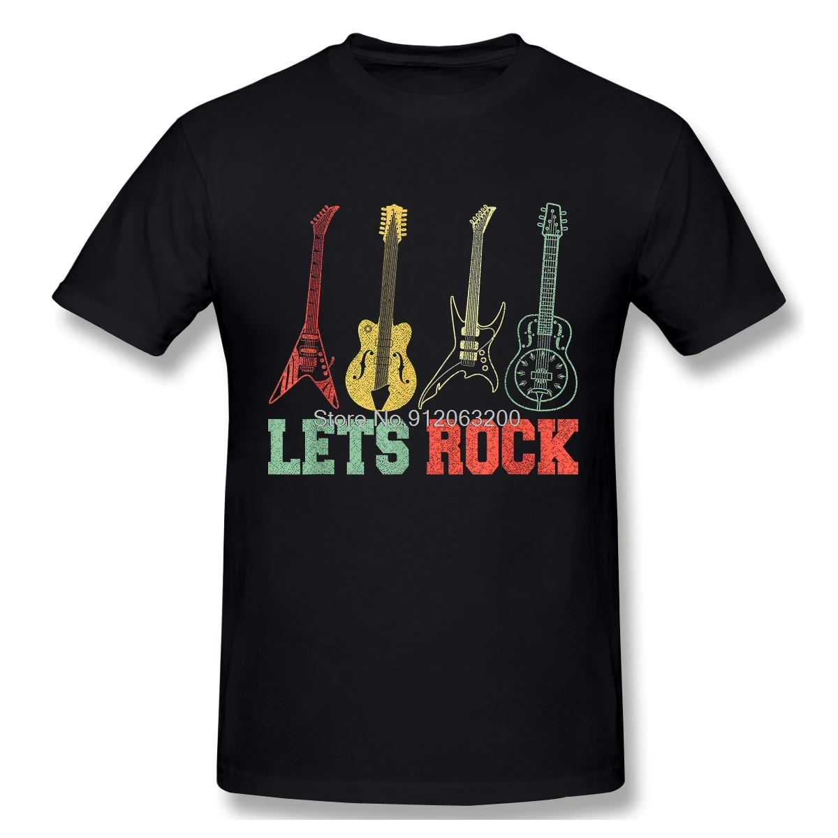Футболка Let Rock N Roll Guitar в стиле ретро мужская и женская рубашка уличная одежда