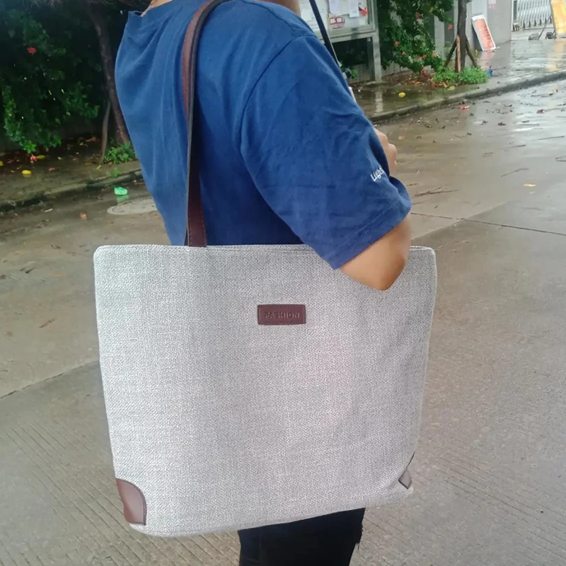 Casual Canvas Totes Bag Dames Grote Capaciteit Schoudertas Boodschappentas Katoenen en Linnen Handvat Tas Eenvoudige Tote Sac_voghion.com