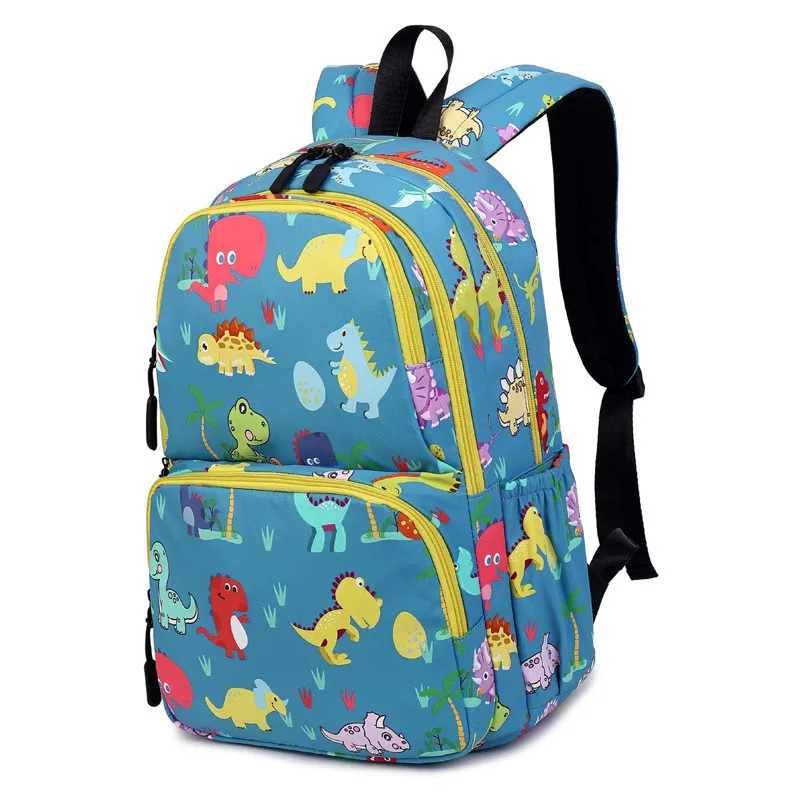 light blue Детский рюкзак с цифровой печатью и милыми животными для мальчика, мультяшная Водонепроницаемая школьная сумка, дорожная сумка, mochilas escolares - Цвет: light blue