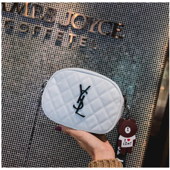 

2019 Summer New Style Rhombus Spiraea Chain Small round Bag
