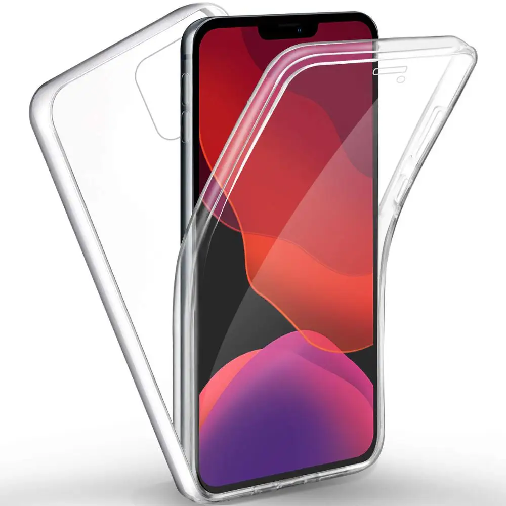 

Transparent 360 Degree Full Body Case for iPhone 11 Pro Max 8 7 6 6s Plus Clear Silicone Front and Back Hard TPU Protect Cover