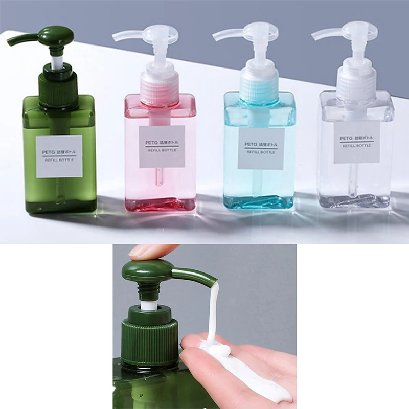 100ml Portable Travel Pump Soap Dispenser Bathroom Sink Shower Gel Shampoo Lotion Liquid Hand Soap Pump Bottle Container 4 Color