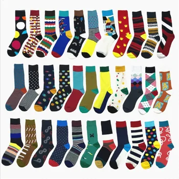 

2020 Newly Men Socks Cotton Casual Personality Design Hip Hop Streetwear Happy Socks Gifts for Men High Quality Breathable Socks