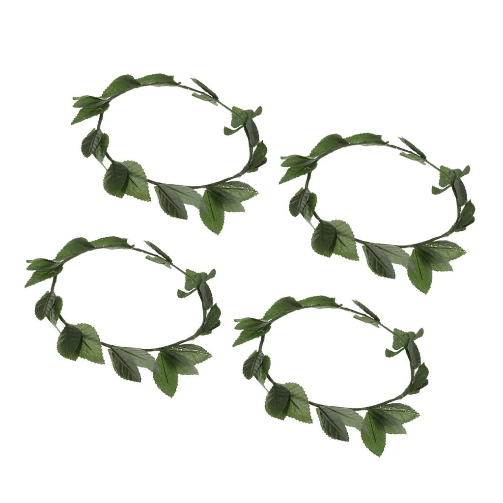 4 Pieces Green Leaves Roman Greek Goddess Laurel Wreath Fancy Dressing up Party Headband Women Hair Accessories