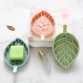 

Soap Dish Bathroom Accessories Multi-functional 1PC Sopa Container Soap Box Portable Double Layer Leaf Shape Plastic