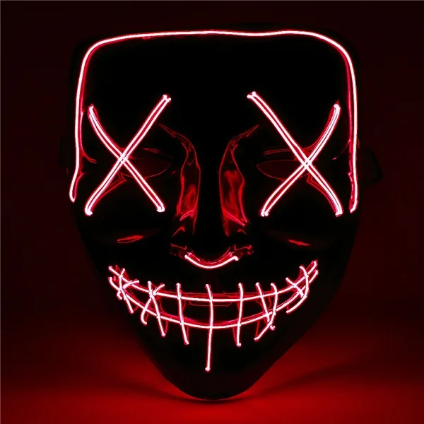 Светодиодная маска на Хэллоуин вечеринку маска сверкающий в темноте страшный фестиваль череп тушь для ресниц свет косплей подарок поддержка дропшиппинг - Цвет: Красный