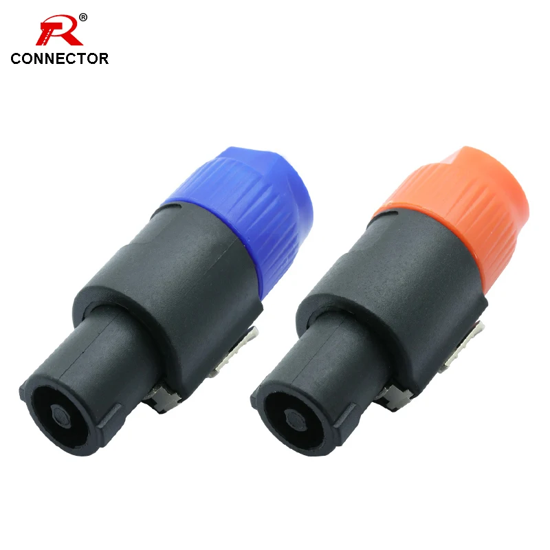 50pcs NL4FC Speak Connectors 4 Poles Speaker Male Plug Audio Wire Connector Blue&Orange color