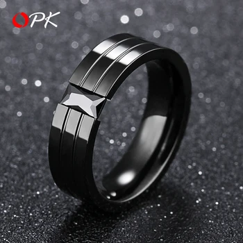 

Brand men ring personality black ring fashion boy single hip hop tritium gas net red titanium steel ring lettering men jewelry