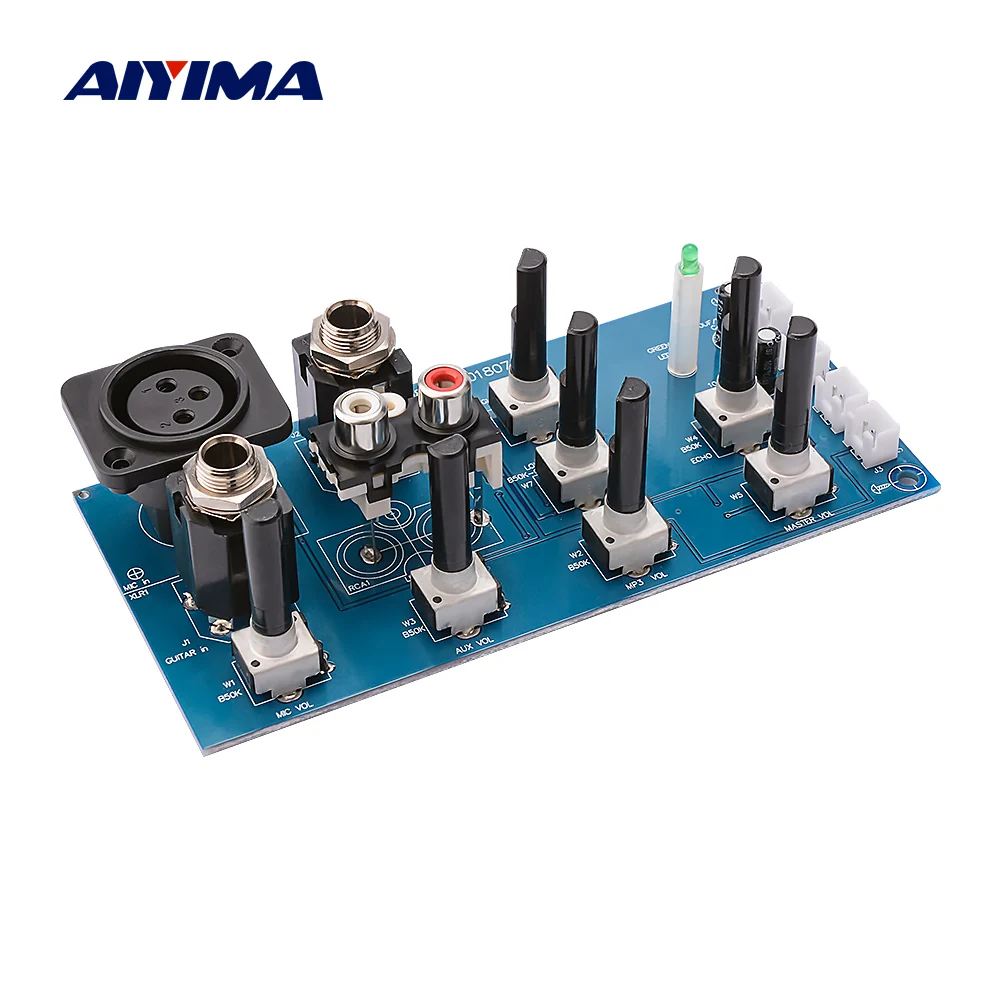 Предусилитель AIYIMA с микрофоном плата 2 Road EQ выравнивания тона Aux усилителем звука