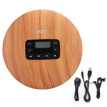 

HOTT Mini Portable CD Player MP3/CD/CD -R/CD-RW Wood Grain HIFI Audio MP3 CD Music Player with 3.5mm Wired Earphone No Speaker